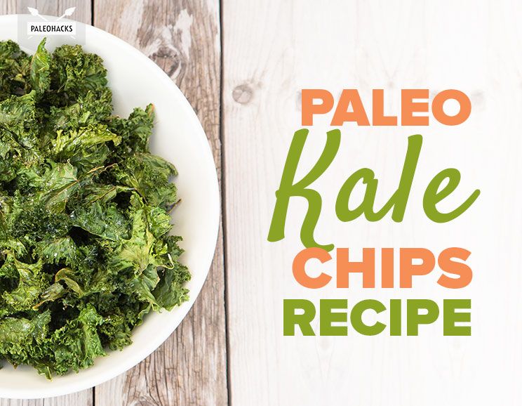 Paleo kale chips recipe title card