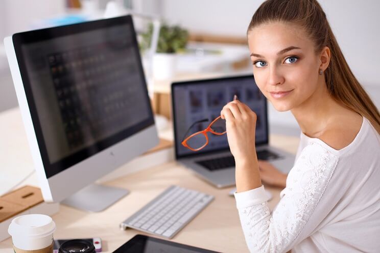 woman at a desk