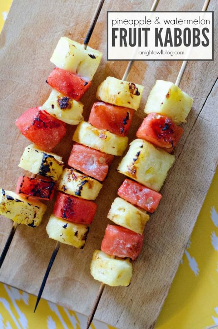 pineapple and watermelon fruit kabobs