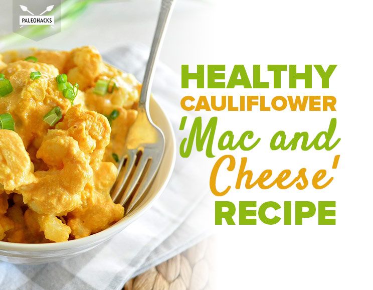 healthy cauliflower mac and cheese title card