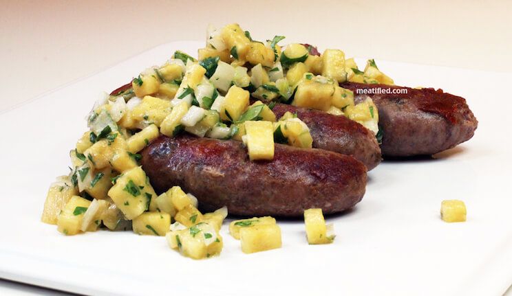 sausages with pineapple salsa