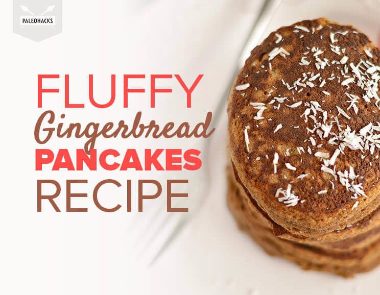 fluffy gingerbread pancakes recipe title card