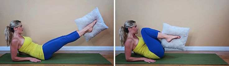 pillow squeeze knee pull-ins
