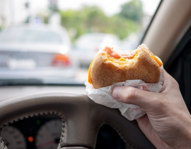 eating fast food behind the wheel