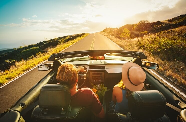 couple on a road trip