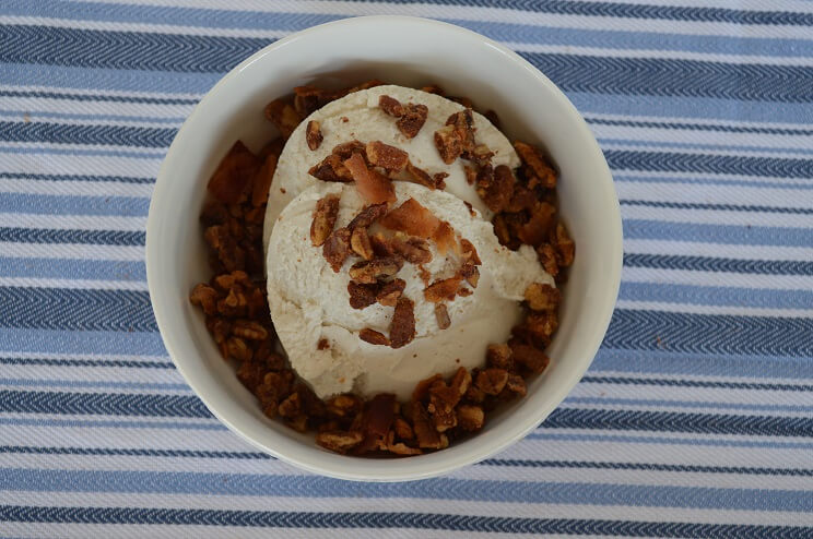 pecan granola atop paleo ice cream