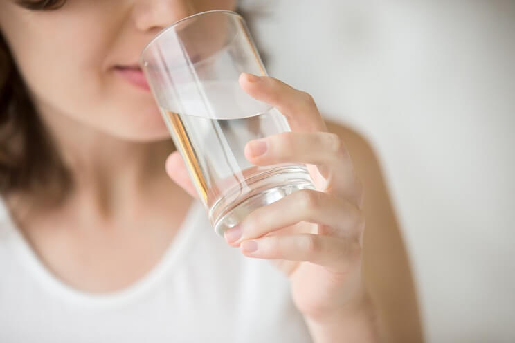 woman drinking water