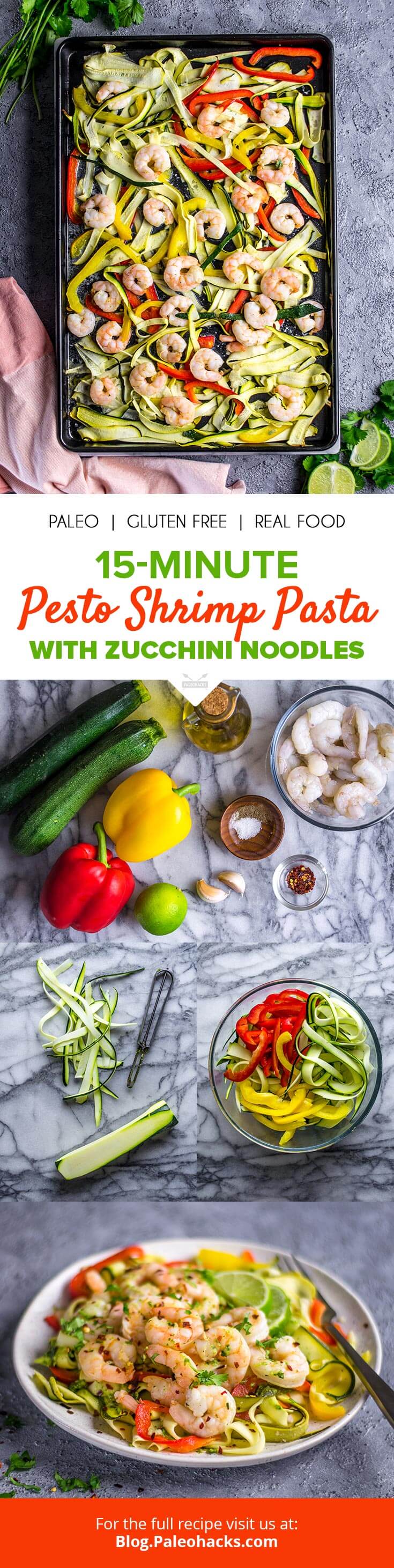 pesto shrimp pasta pin