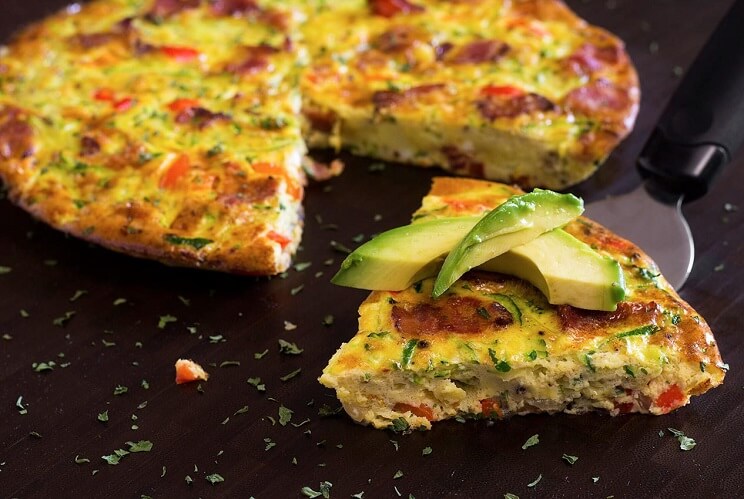bacon zucchini and red pepper frittata