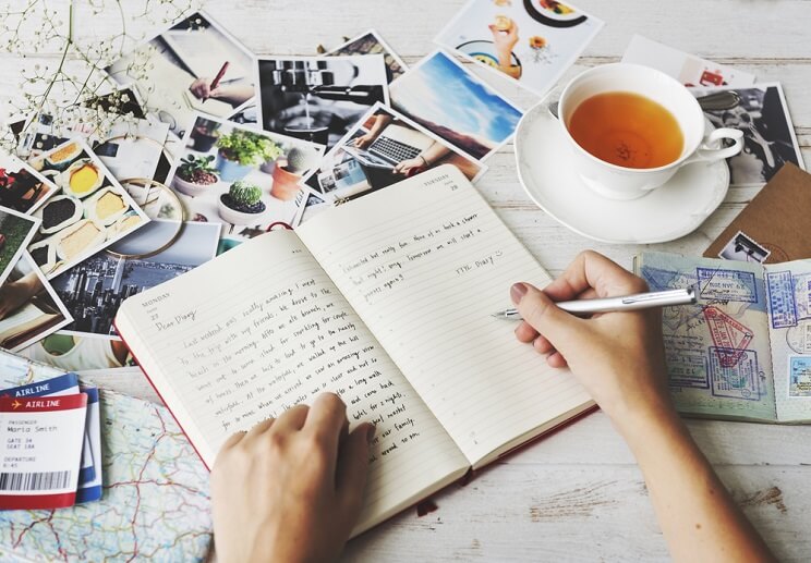 journal and tea