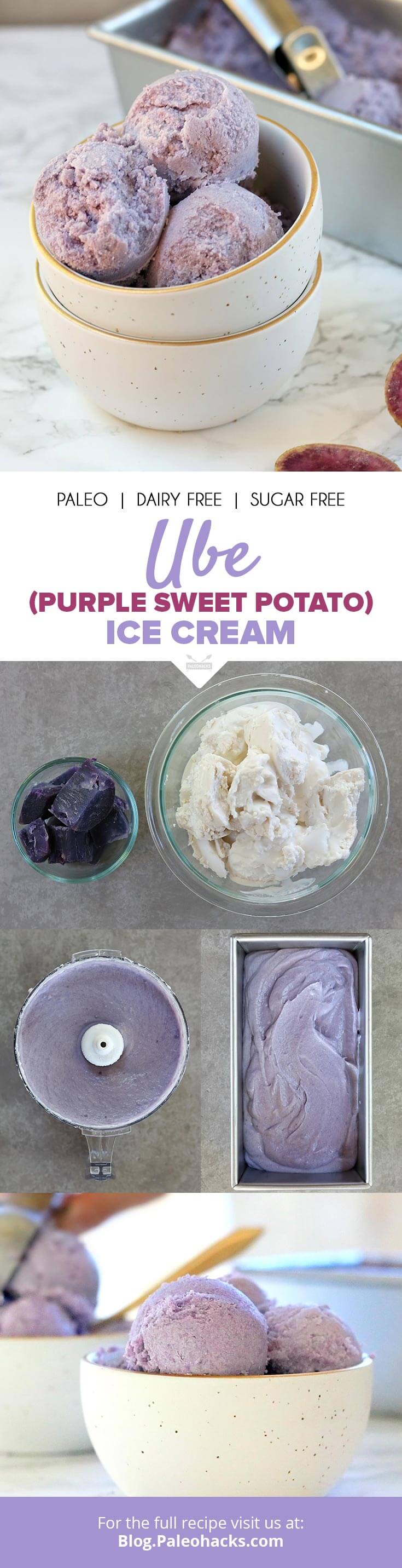 This easy, no-churn ube (purple sweet potato) ice cream recipe has only two ingredients - antioxidant-rich purple yams and silky coconut cream!