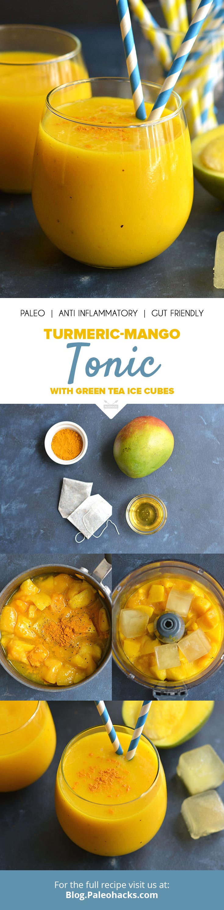 Treat your body to a sweet antioxidant and anti-inflammatory boosting drink with this Iced Mango Turmeric Tonic! Perfect for toasting to your health.