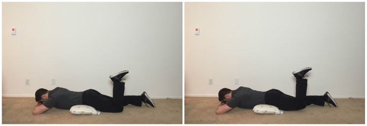 Prone Hip extension with pillow exercise for hamstrings