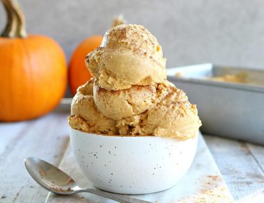 This homemade ice cream is ready for the freezer in only three simple steps with the help of rich coconut cream, dates and pumpkin purée.