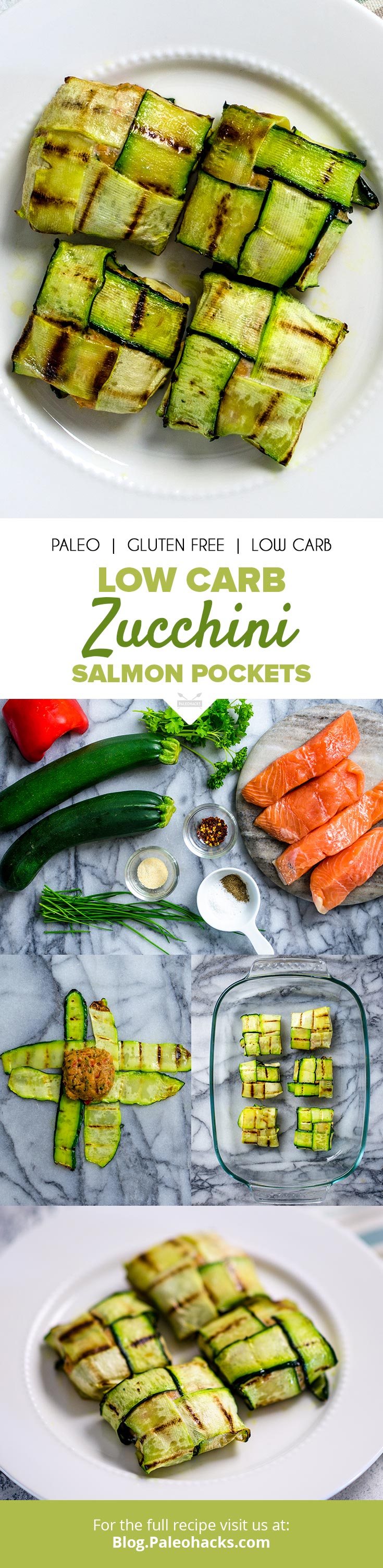 Impress your guests with these easy, elegant zucchini bundles filled with savory herbs and salmon.