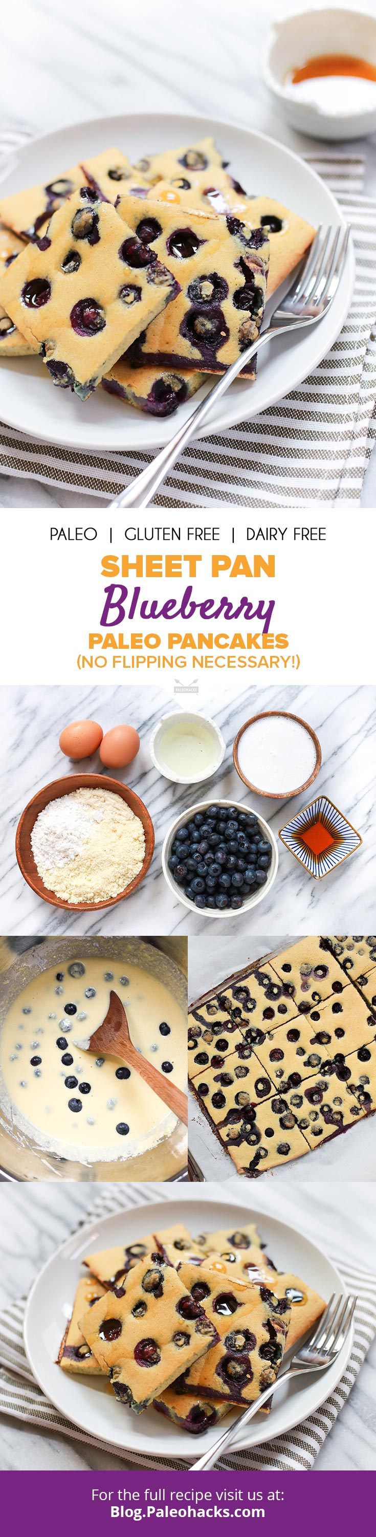 Whip up a big batch of blueberry pancakes right in the oven with this easy sheet pan recipe.