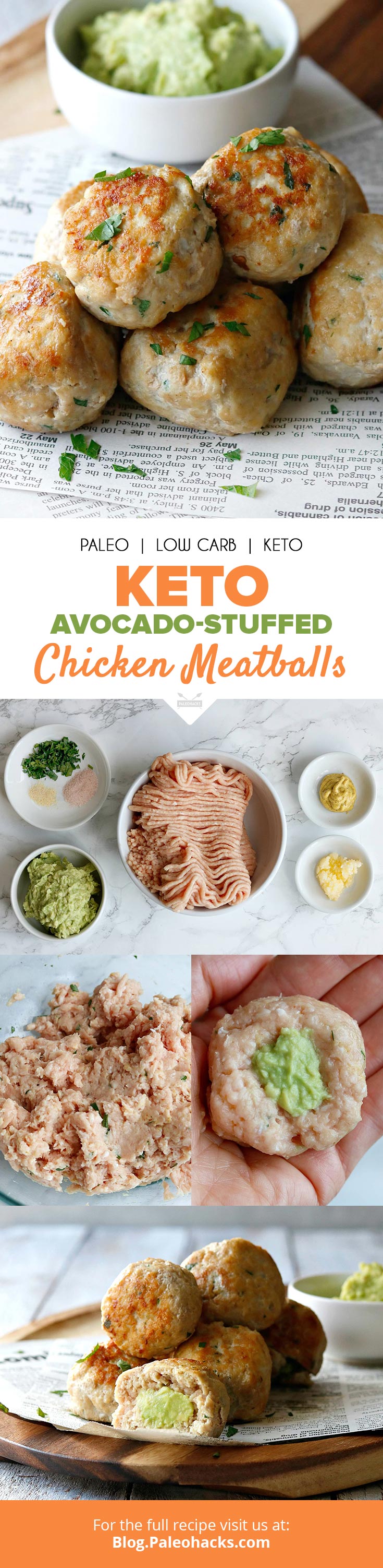 Filled with creamy avocado, these keto chicken meatballs are about to become your new favorite snack.