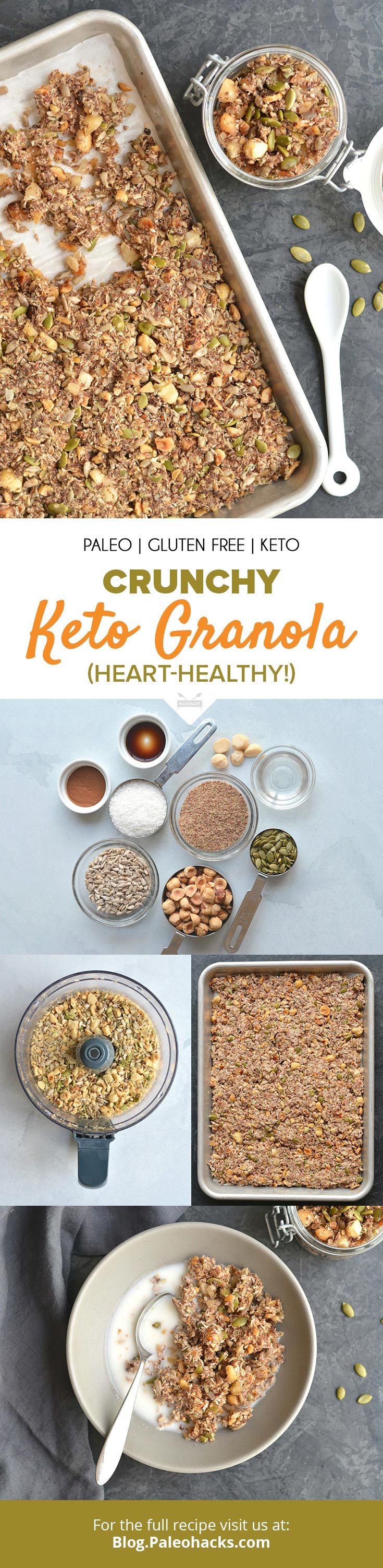 Dig into this Keto Granola packed with energy-boosting vitamins and healthy fats. This Paleo-friendly granola is a snack you can munch on throughout the day.