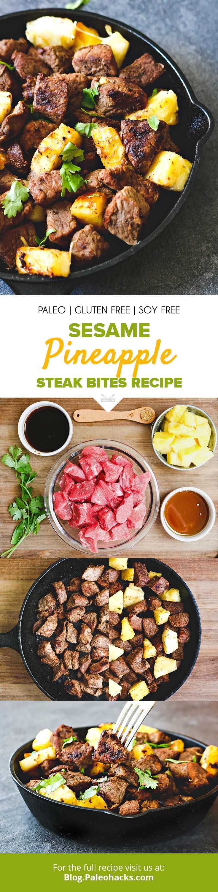 These one-pan Sesame Pineapple Steak Bites are bursting with tropical flavor! Perfect for a quick lunch or dinner.