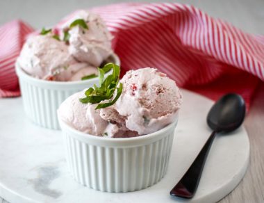 Kick sugar cravings to the curb with this homemade Strawberry and Basil Ice Cream. It's better than anything you'd find at Baskin Robbins.