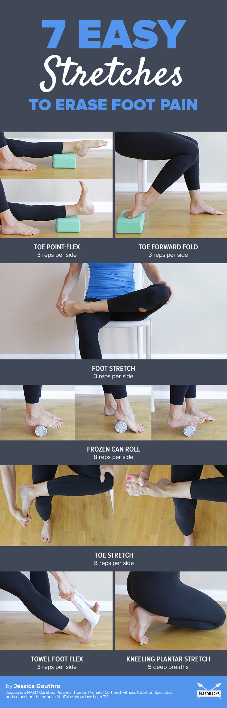 If you’ve been on your toes all day and need some quick relief, try these easy stretches to soothe sore feet.