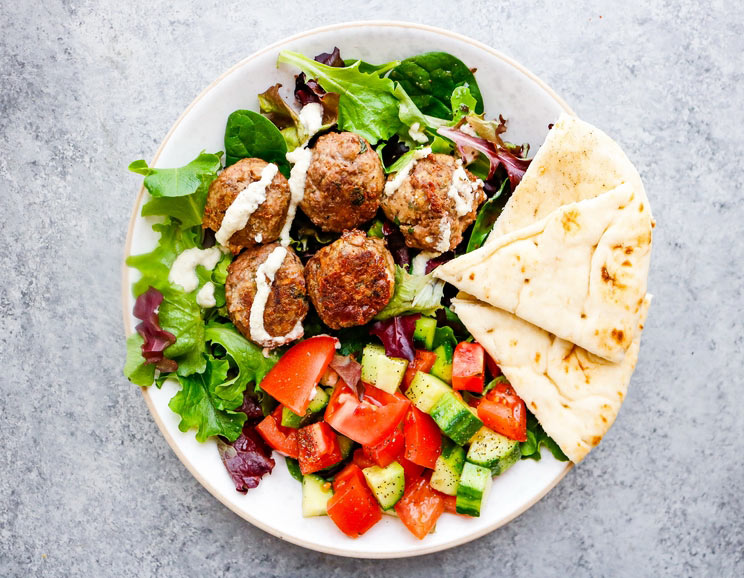 Give your meatballs a Mediterranean twist with fresh herbs, spices, and dairy-free tzatziki sauce. That creamy tzatziki sauce is to die for!