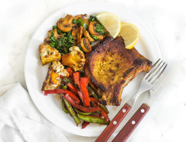 These one-pan, blackened skillet pork chops mingle with five different sautéed veggies for a fuss-free meal. Reason #1,069 why you need a cast-iron skillet.