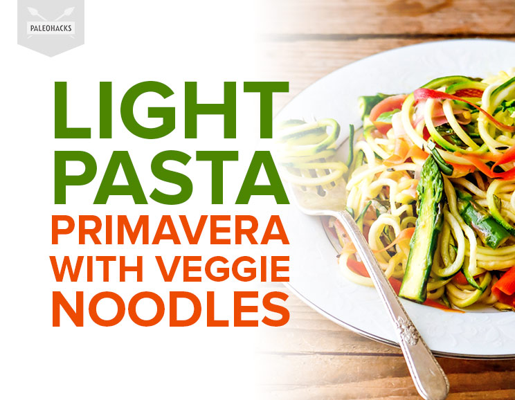 Indulge your pasta craving with this guilt-free, veggie-packed Paleo primavera. How many veggies can you fit into this "pasta" meal?