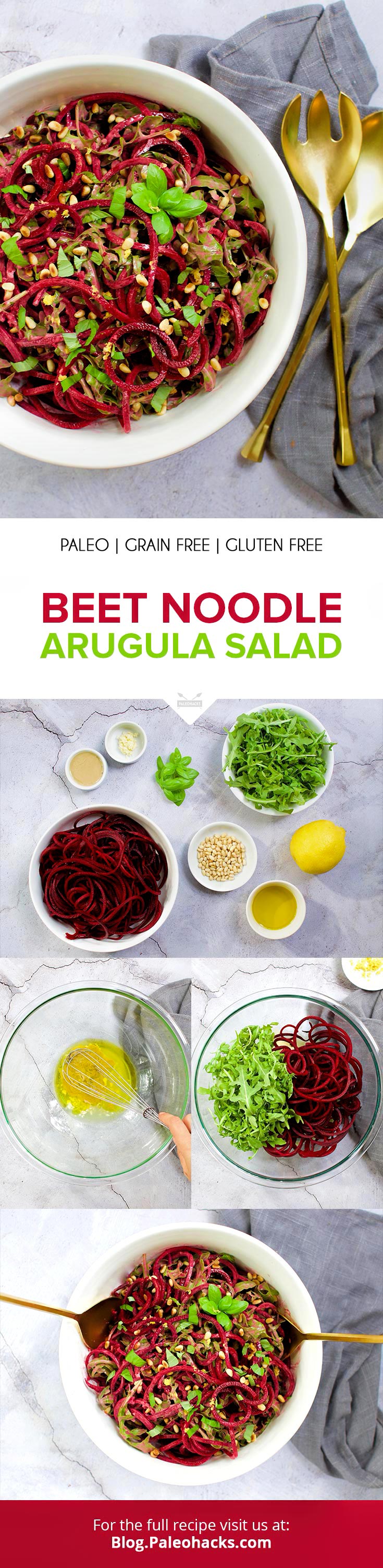 Keep things refreshingly cool with beet noodles, arugula, and creamy lemon tahini dressing. Catch us slurping up these noodles all week long!