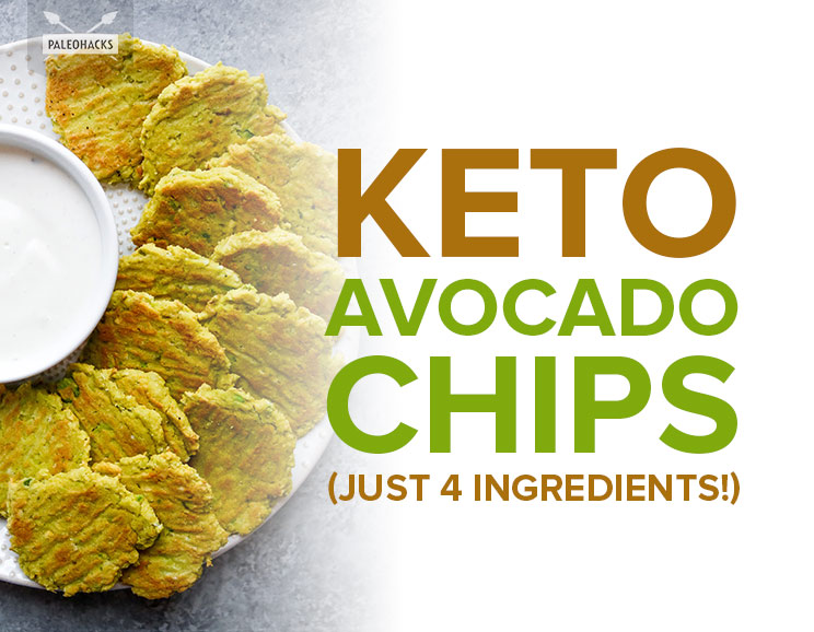 Power up with these keto avocado chips you can make in less than 30 minutes. This 4-ingredient snack packs lots of cheesy crunch into each gluten-free chip.