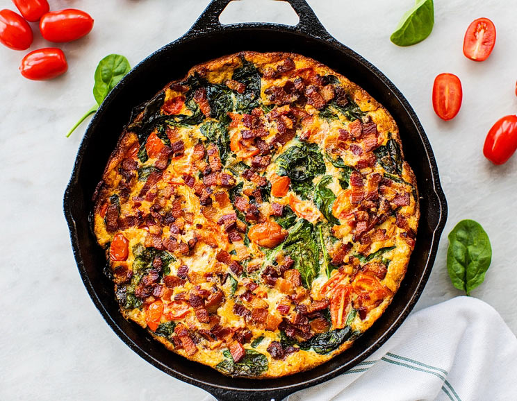 Whip up this simple, fast, and delicious Bacon Spinach Frittata in minutes. It’s perfect for brunches, lunches, and even a quick weeknight dinner!